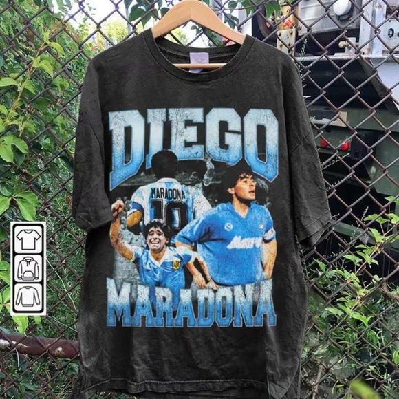 Tops - Diego Maradona Retro 90S Style T-Shirt, Diego Maradona Shirt, Retro